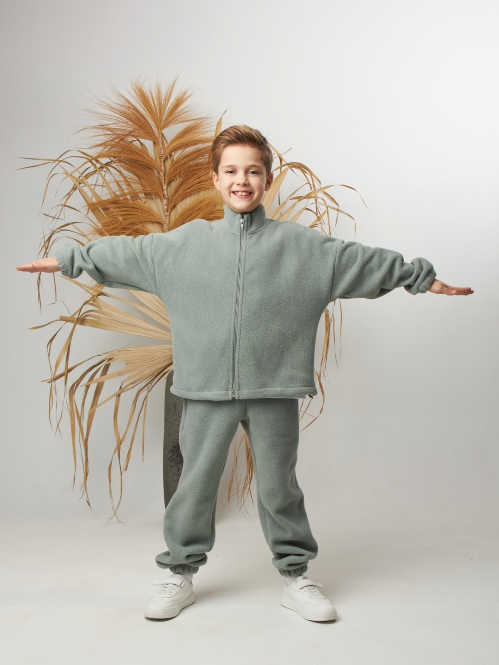 331. Костюм детский (Брюки+Толстовка), оливковый, 100% полиэстер, р. 98,104,110,116