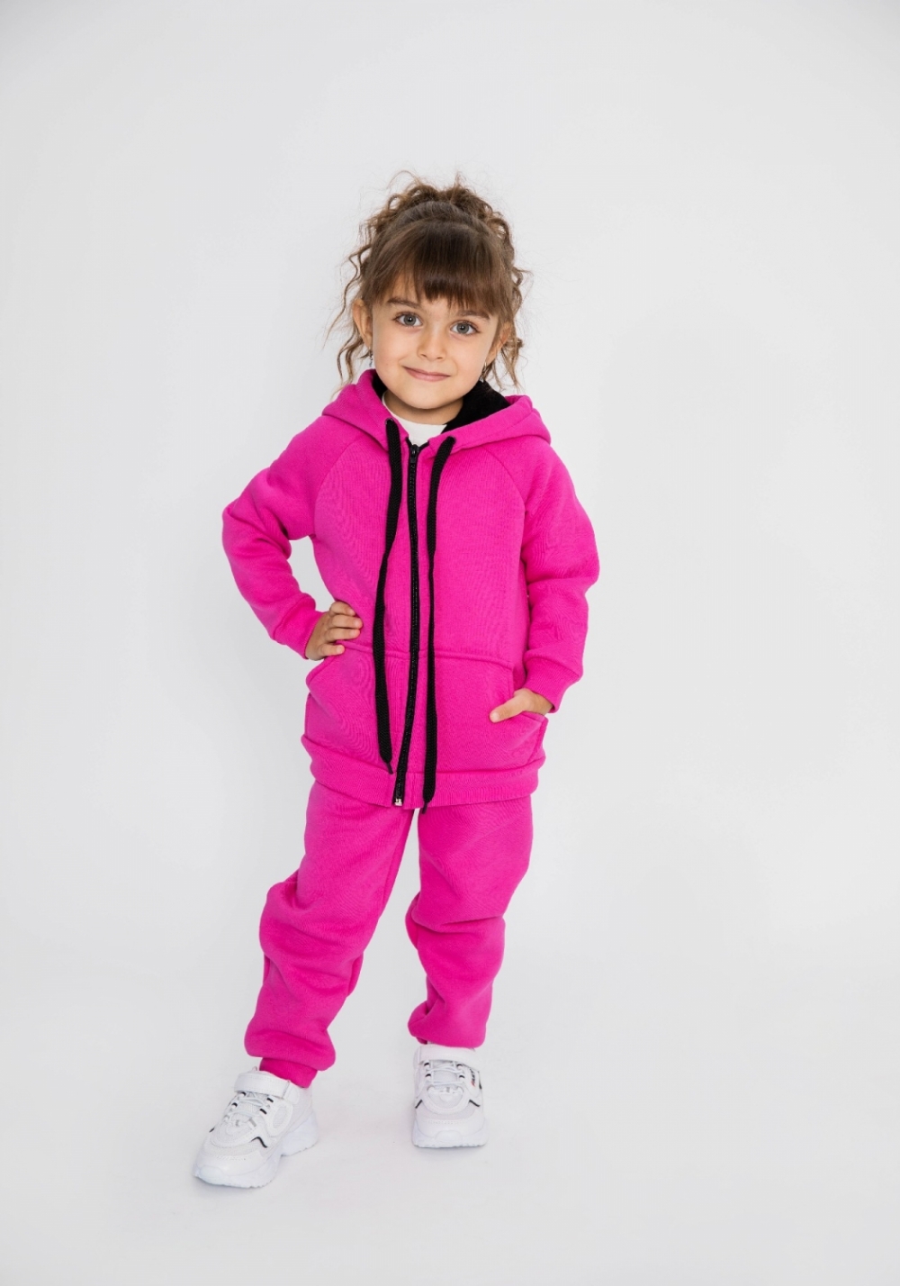319-Ф. Костюм детский  на молнии, фуксия, хлопок 65%, 35% ПЭ, 3-х нитка (начес) 80,86,92
