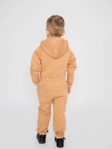 318-ТК. Комбинезон на молнии с капюшоном,  темно кофейный, хлопок 65%, 35% ПЭ, 3 нитка толстовка (начёс) 86,92,98,104