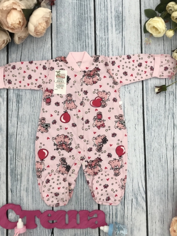 Купить оптом 295-Р. Комбинезон, хлопок 100 % кулирка 56,62,68,74,80, розовый в Кирове