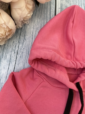 311-М. Свитшот с капюшоном + Штаны, хлопок 65%, 35% ПЭ, 3-х нитка ( без начеса) малина 122,128,134,140